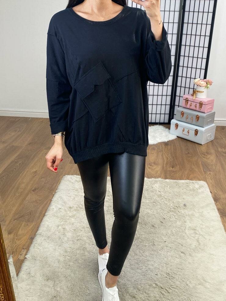 Saunders Plain Patchwork Effect Longline Sweatshirt