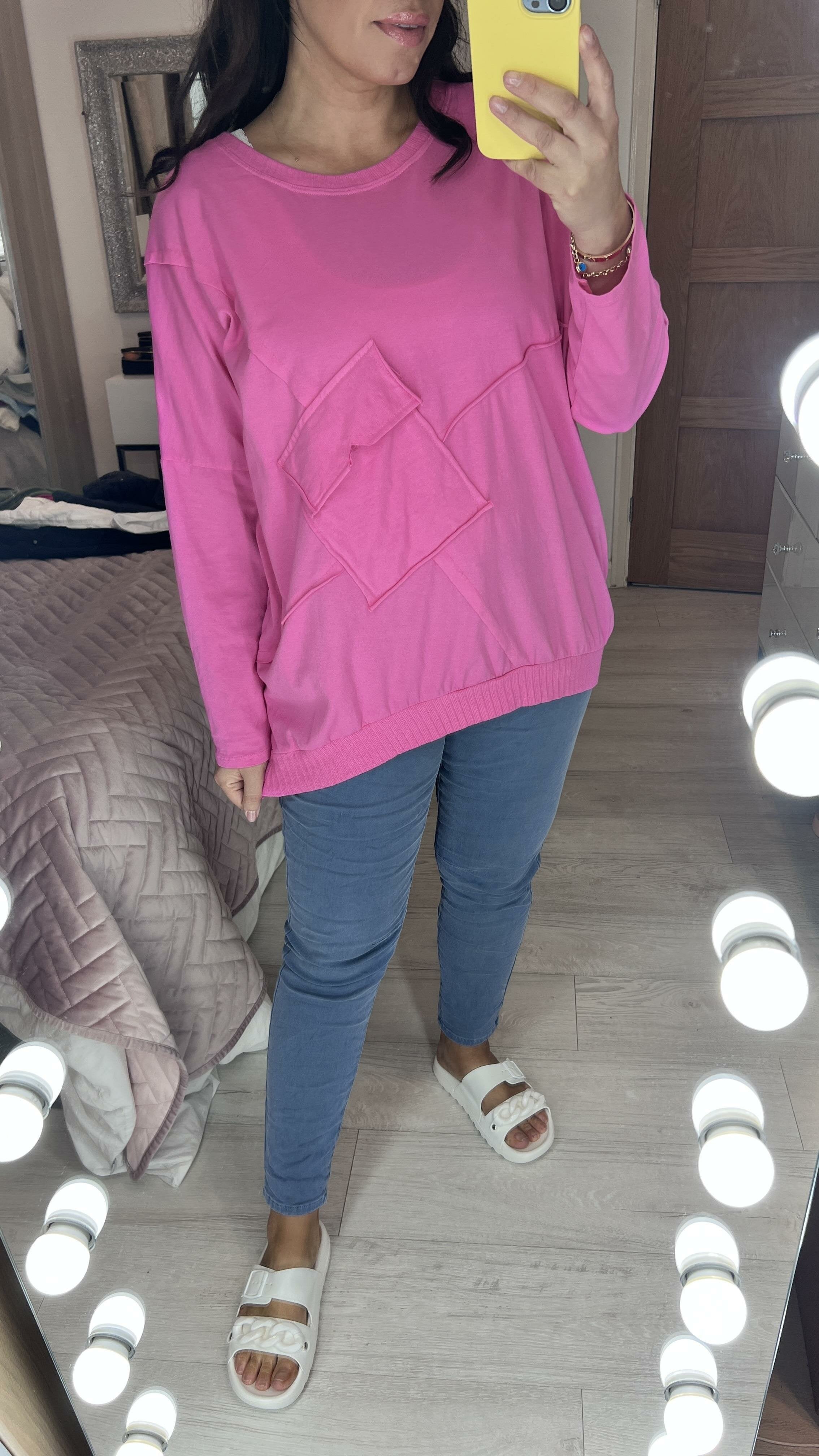 Saunders Plain Patchwork Effect Longline Sweatshirt