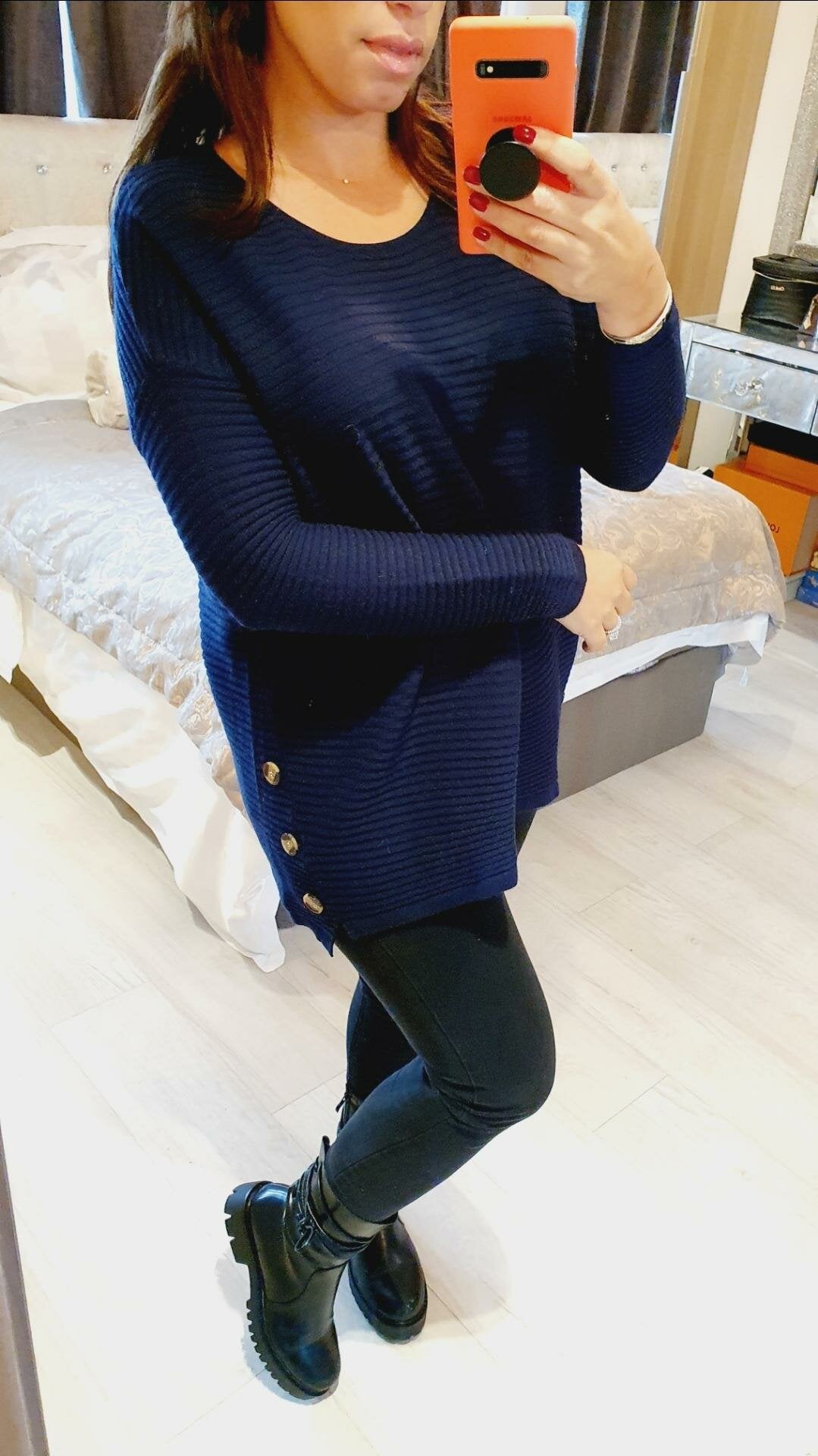 Tashie Ribbed Button Detail Jumper