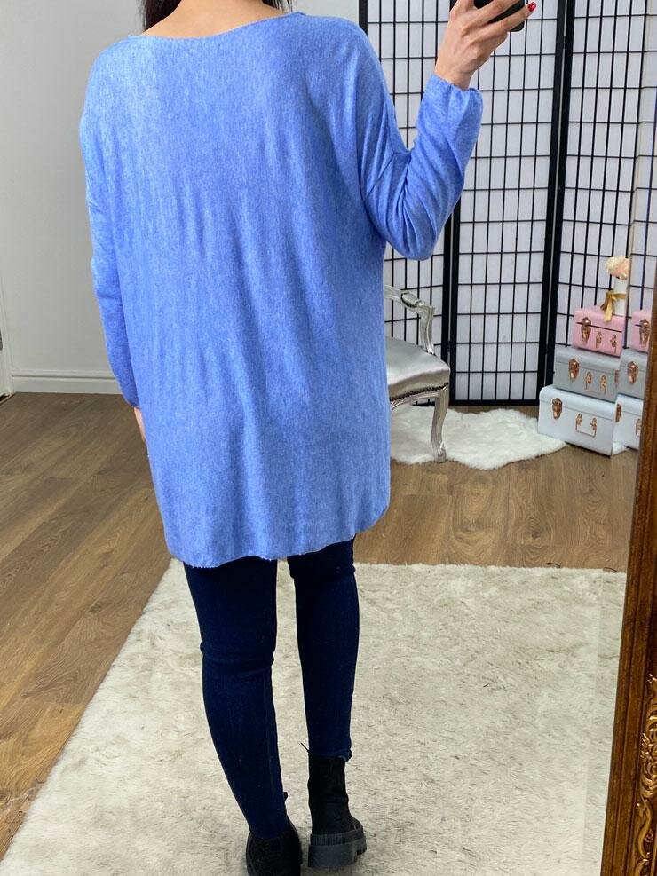 Selly Plain Dip Hem Fine Knit Jumper