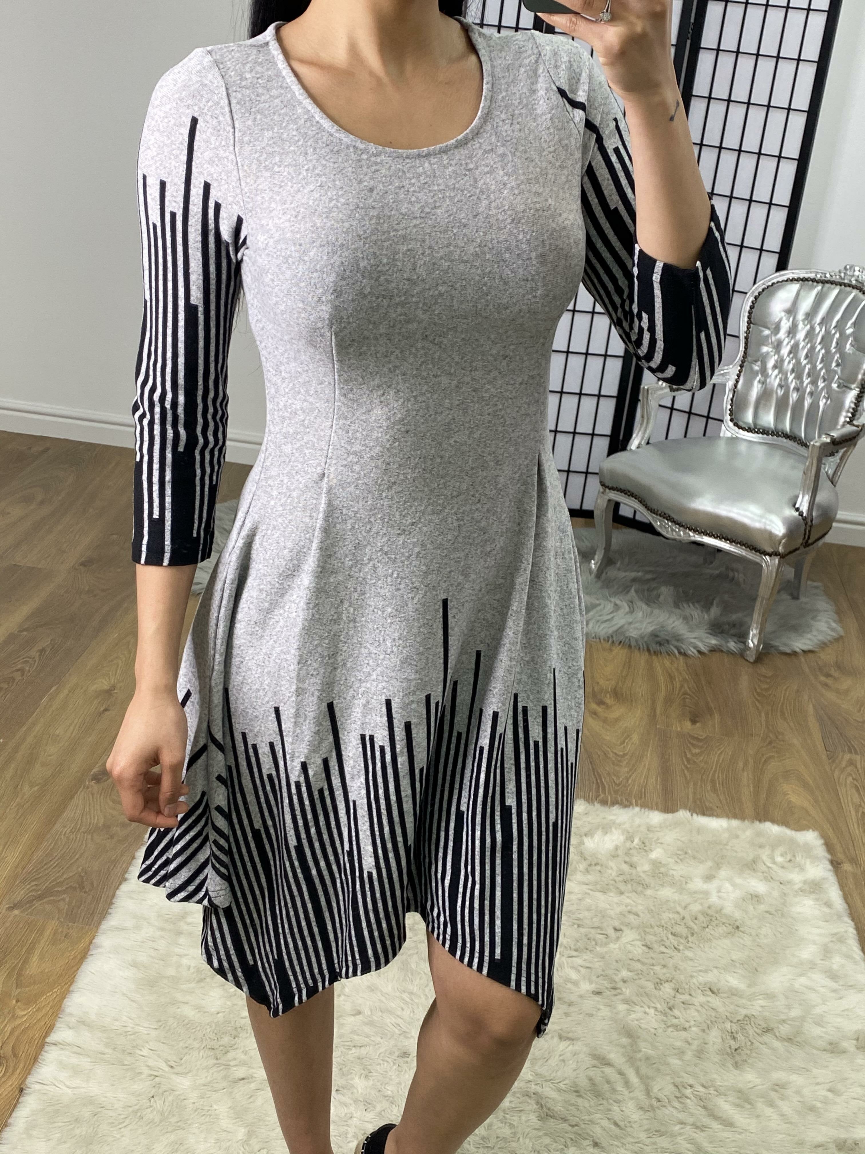 Seraphina Asymmetric Line Print Skater Dress