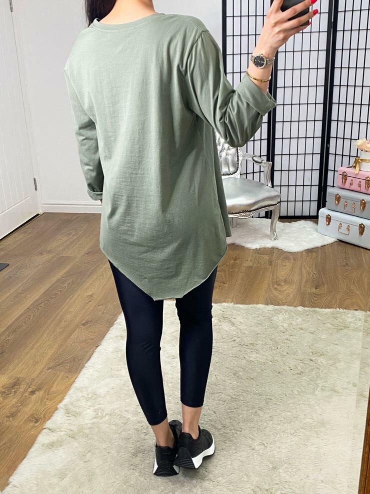 Shaw Plain Knot Detail Asymmetric Dip Hem Top