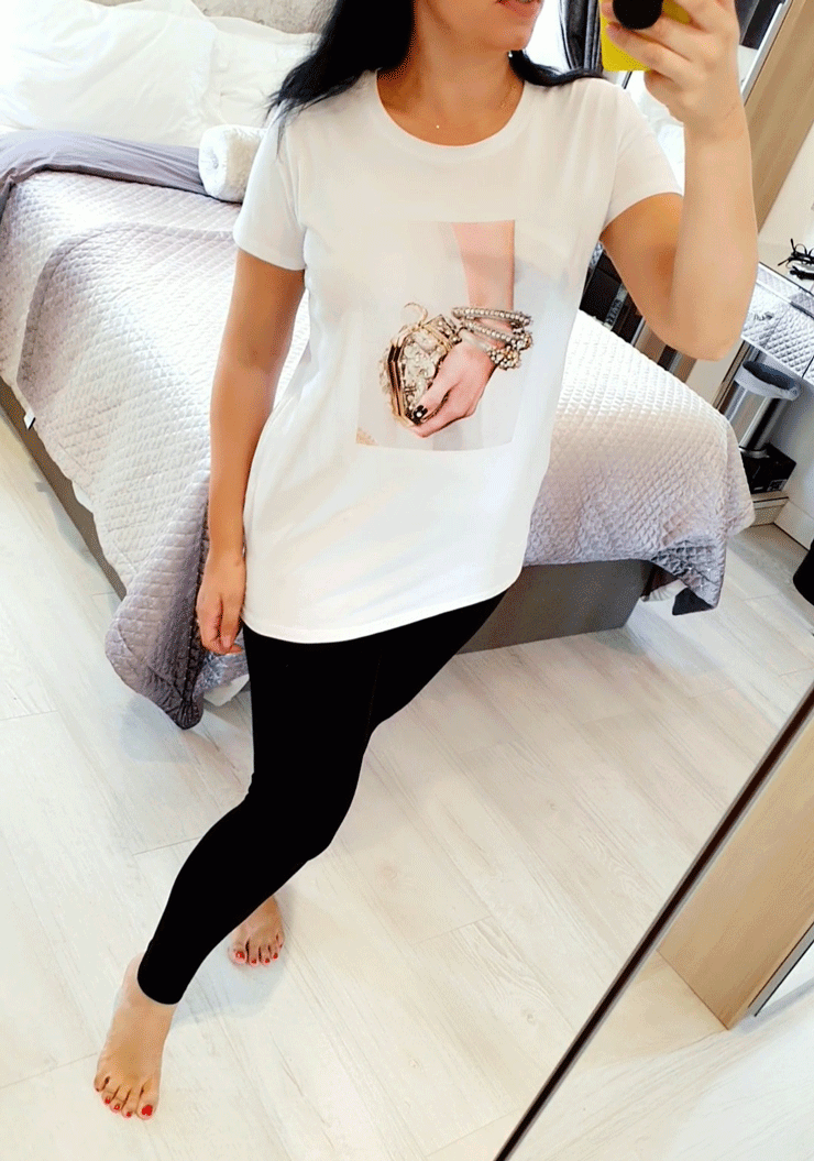 Shonah Diamante 3D Picture Detailed Super Stretch T-shirt