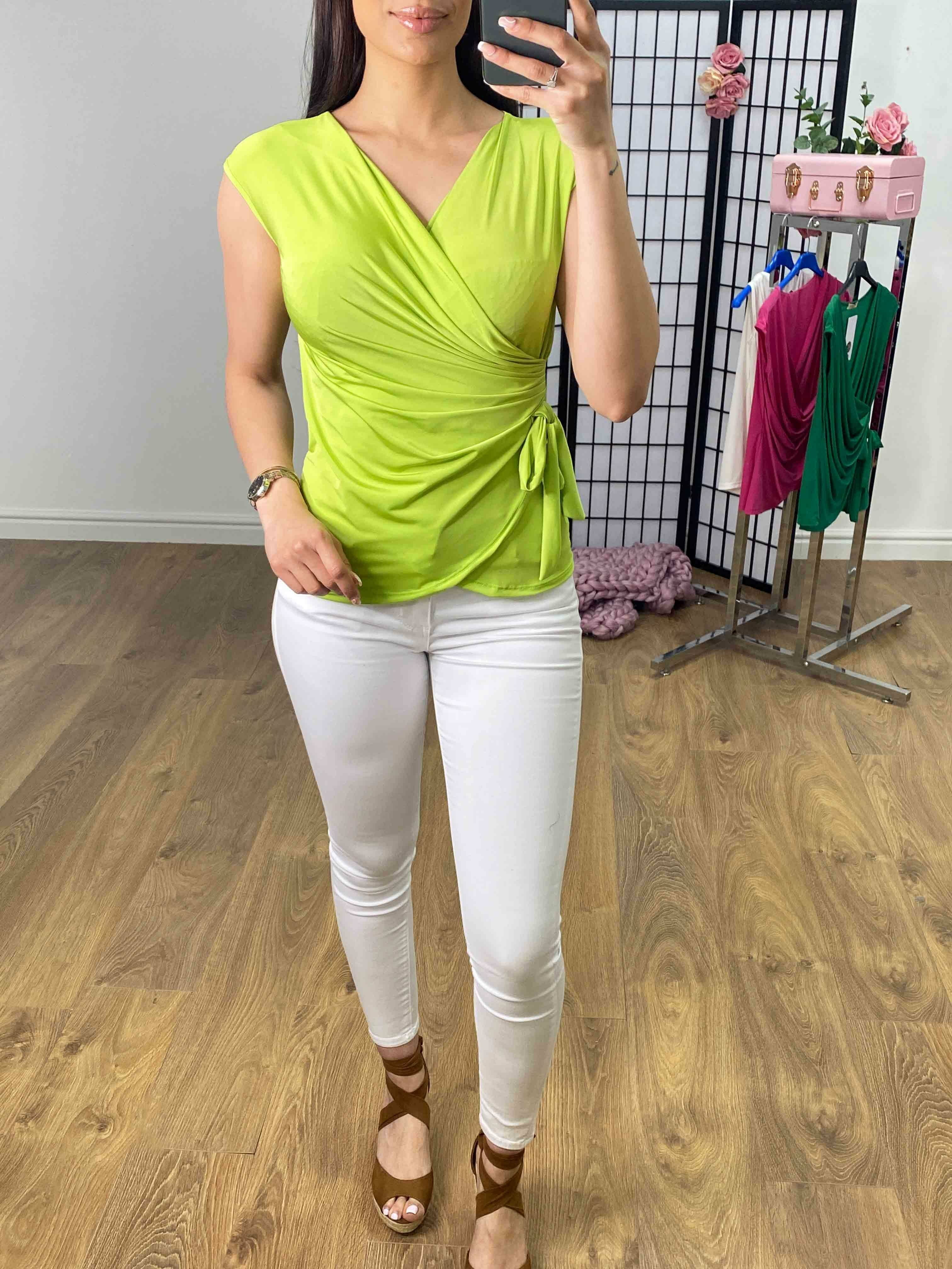 Skylar Plain Wrap Effect Drape Front Top