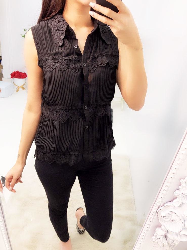 Sofie Crochet Pleat Detailed Vest Blouse