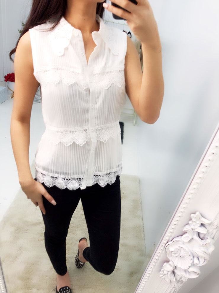 Sofie Crochet Pleat Detailed Vest Blouse