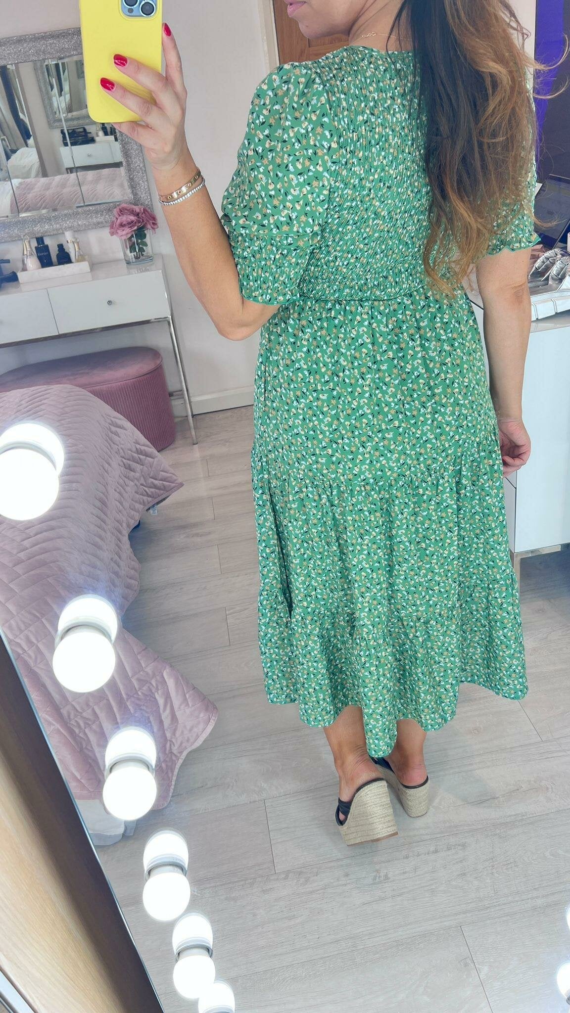 Sophee Floral Print Shirred Smock Dress