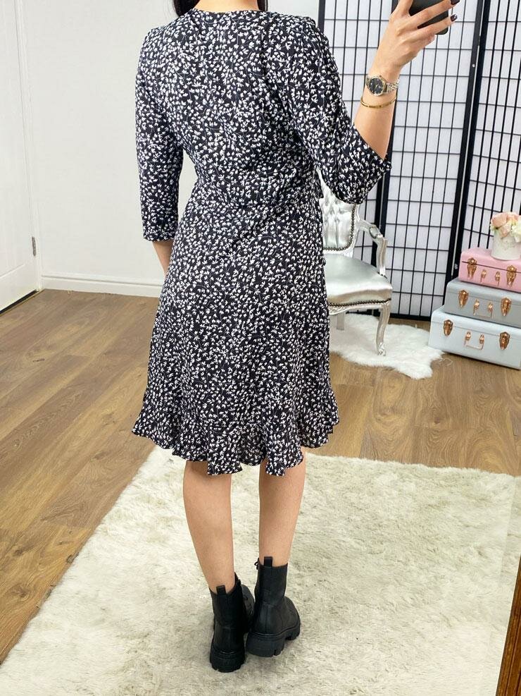 Sweeney Cross Over Black Paisley Print Dress