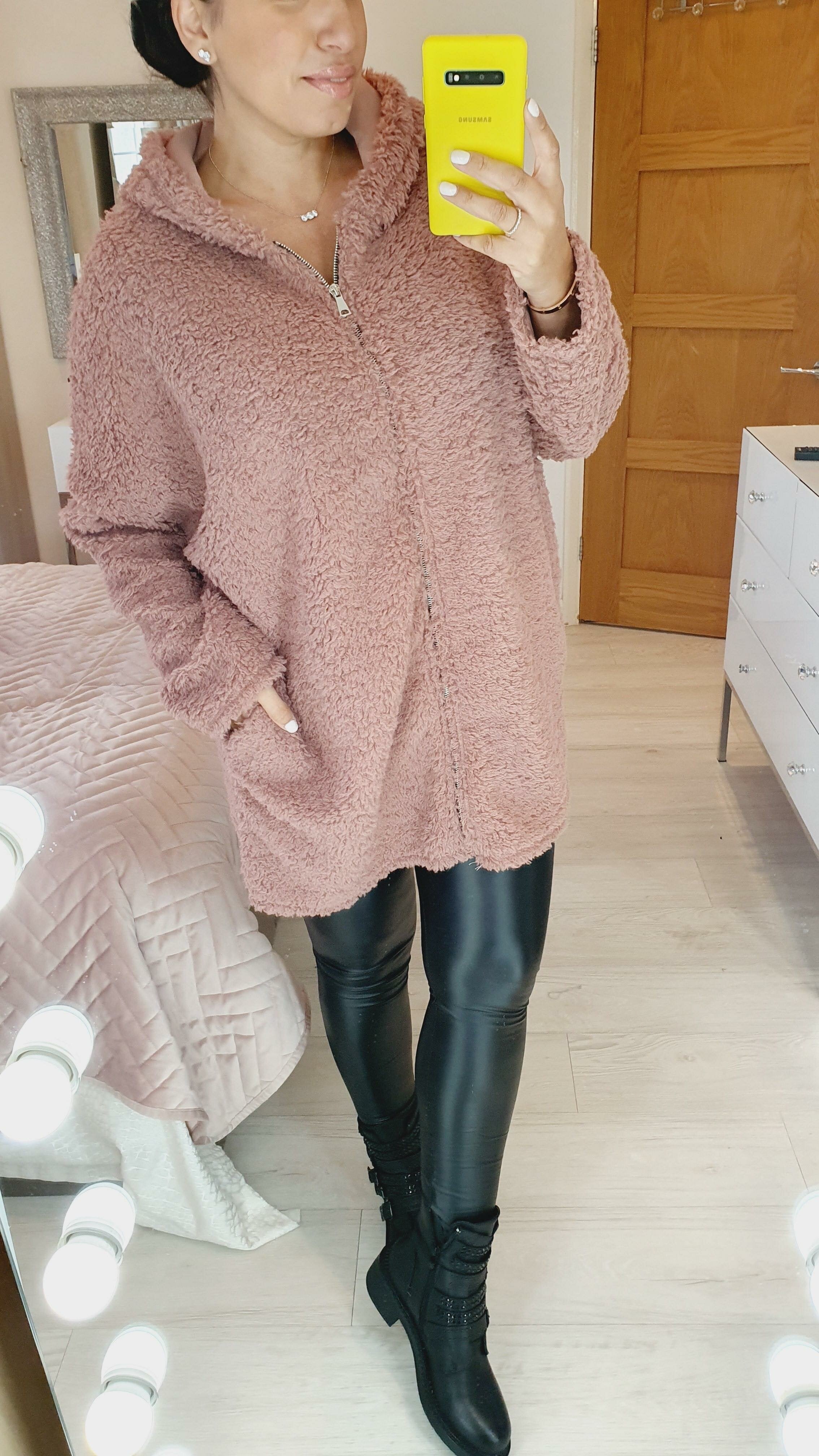 Tallie Oversized Teddy Zip Detailed Hooded Jumper