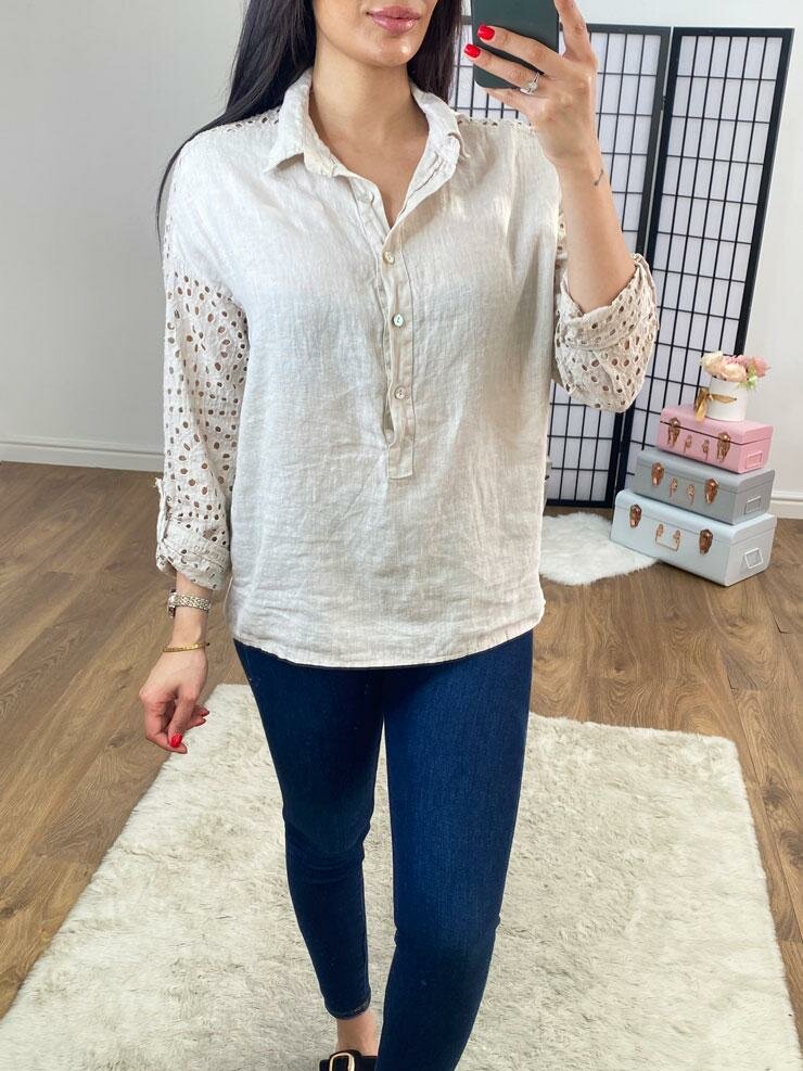 Tamara Linen Broderie Detail Shirt