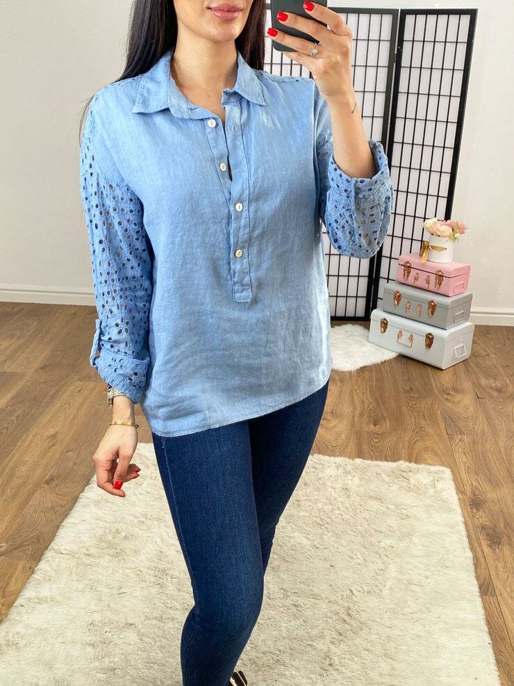 Tamara Linen Broderie Detail Shirt