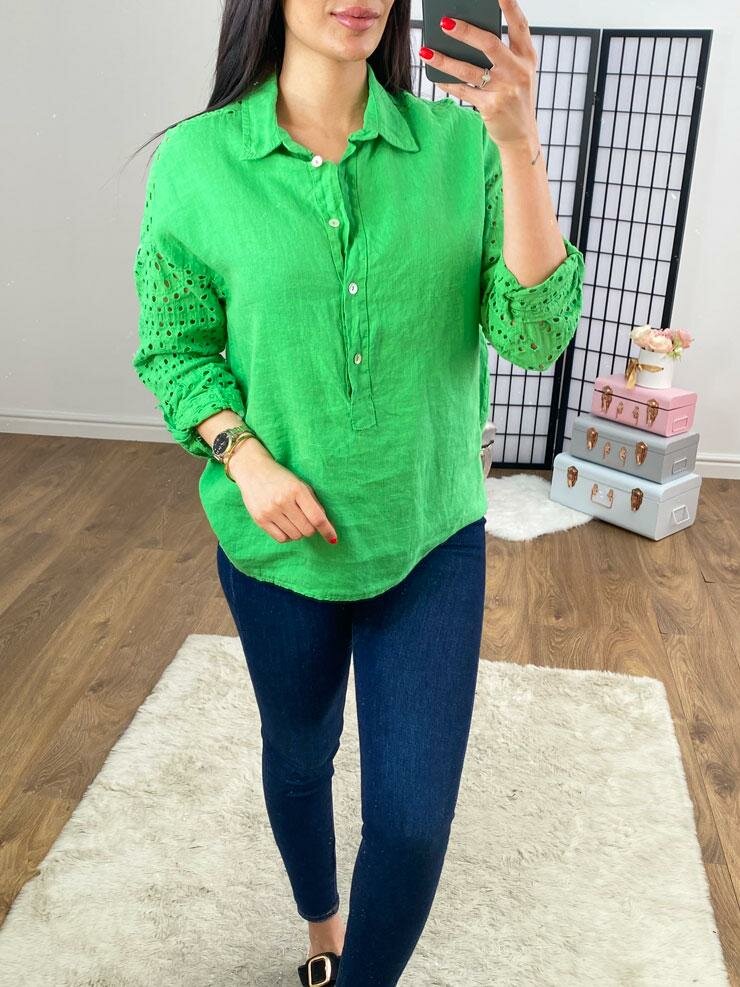 Tamara Linen Broderie Detail Shirt