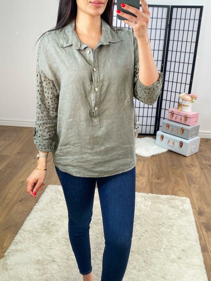 Tamara Linen Broderie Detail Shirt