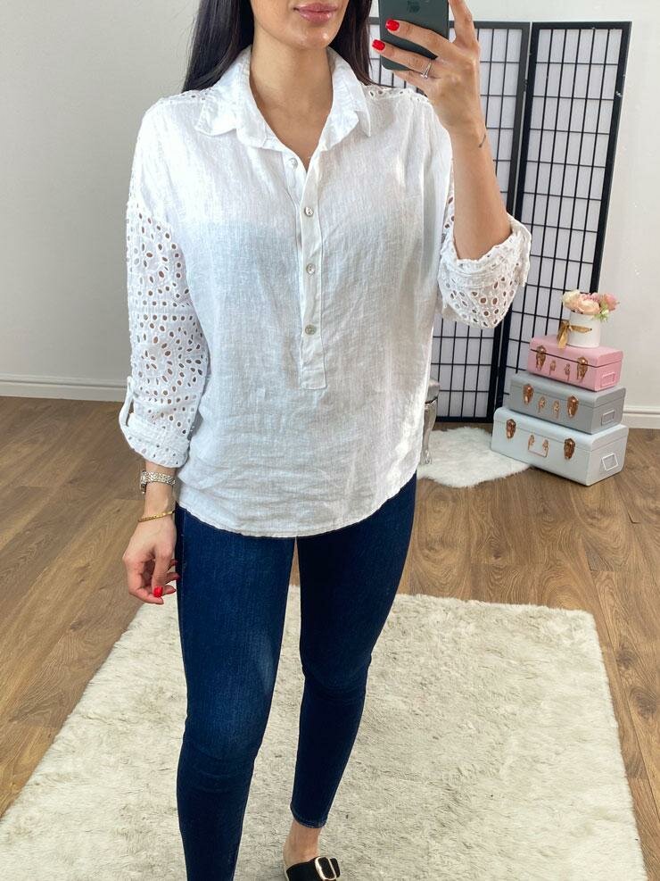 Tamara Linen Broderie Detail Shirt