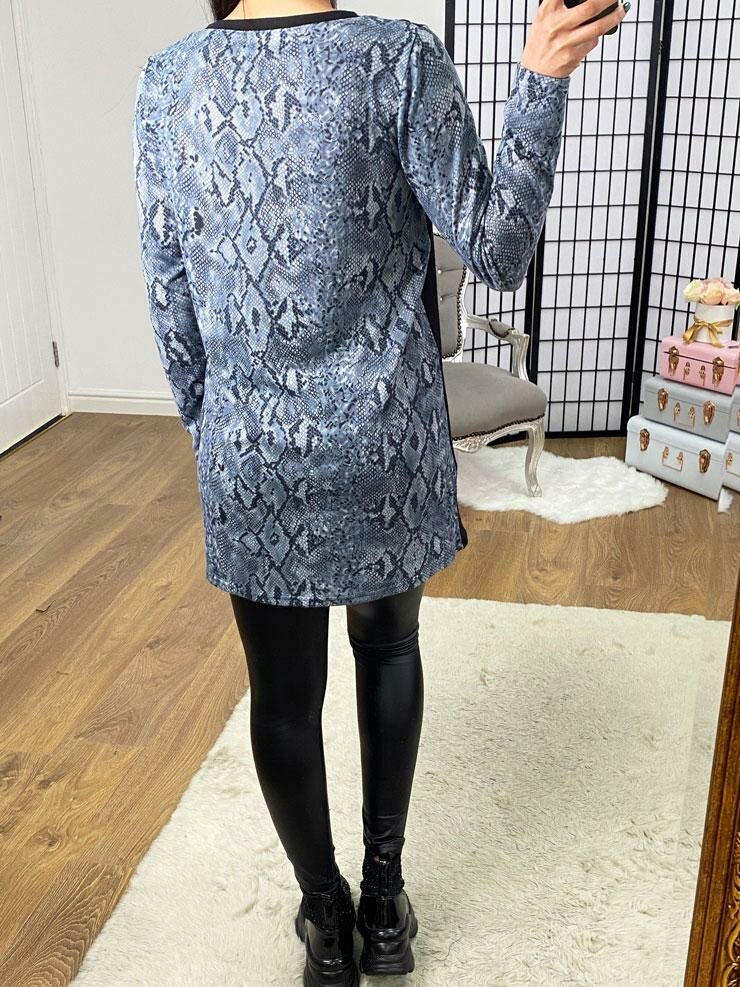 Tanem Snake Print Button Detail Knitted Tunic Jumper