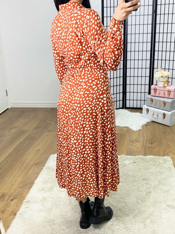 Taymer Printed Tie Waist Floaty Shirt Dress