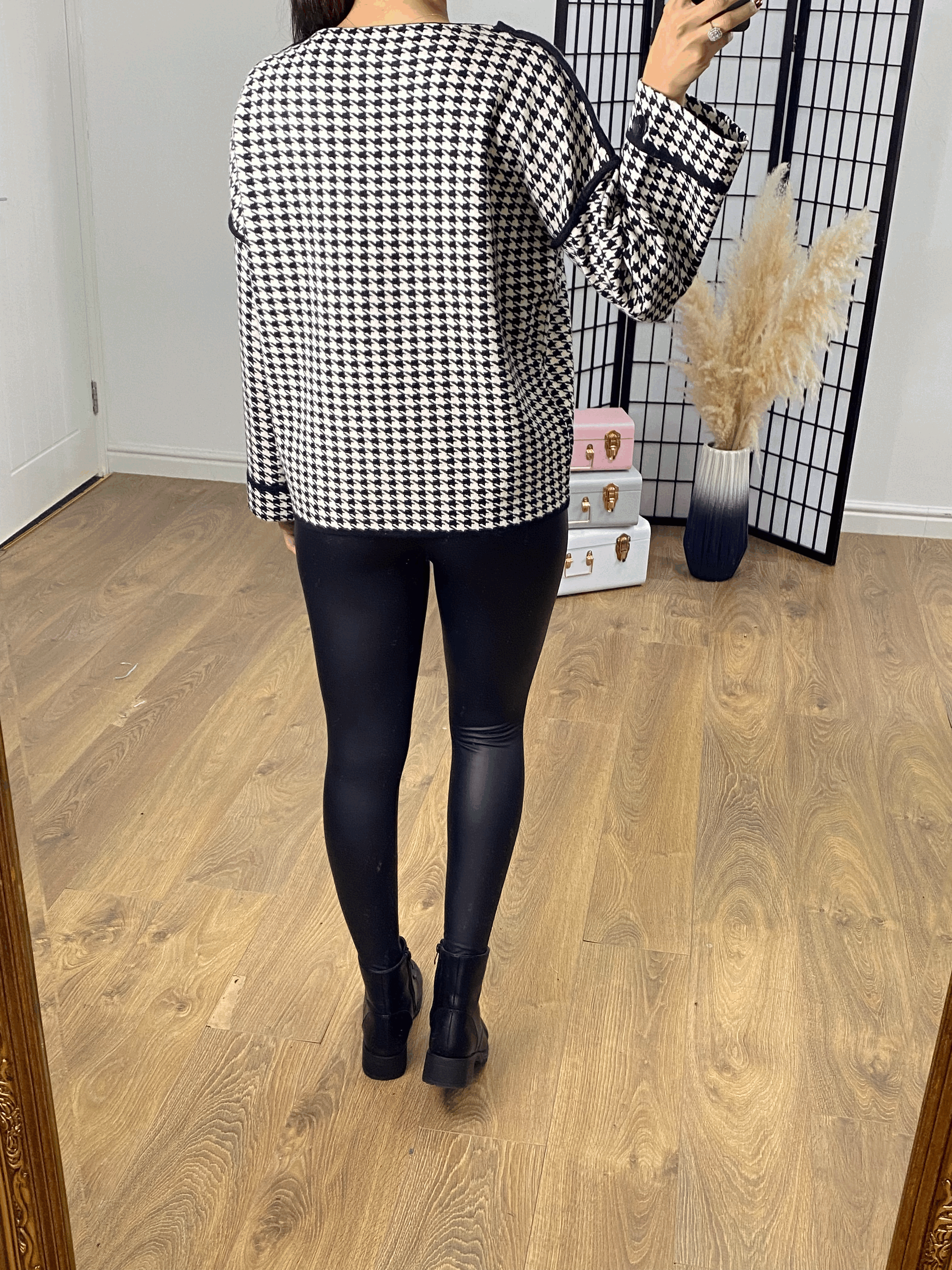 Milton Dogtooth Button Cuff Jumper