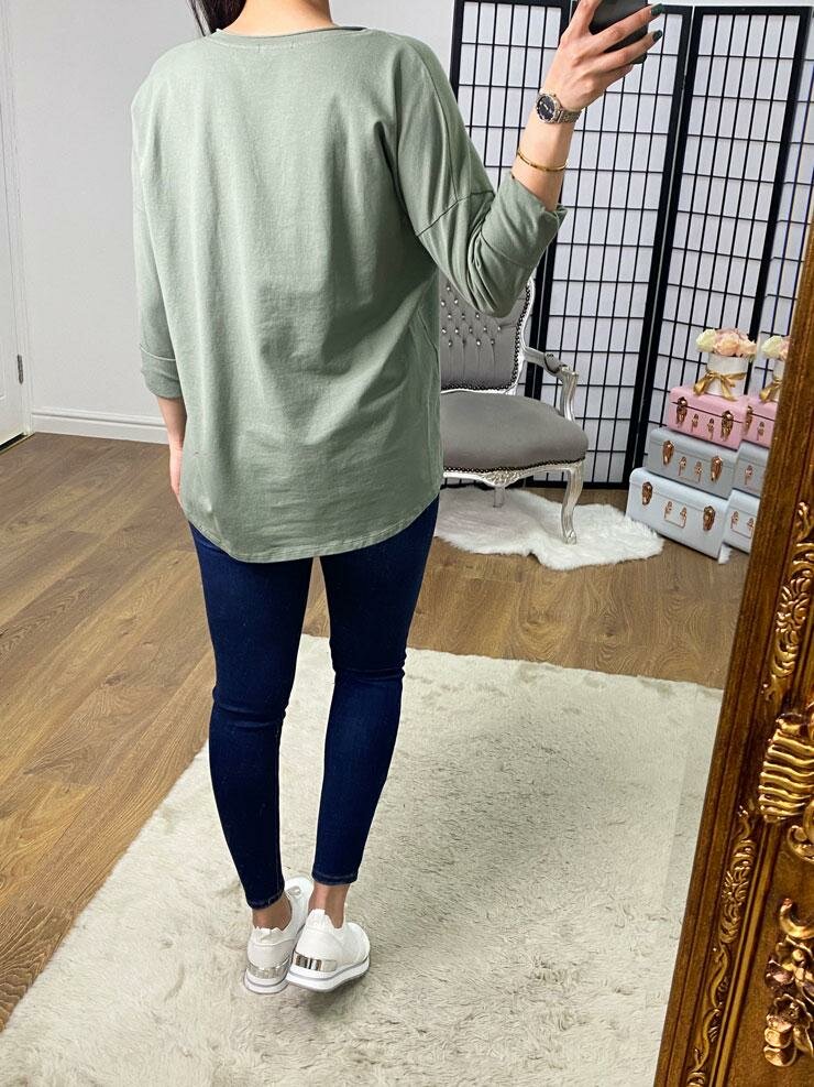 Tova Metallic Stencil Diamante Panel Heart Sweatshirt