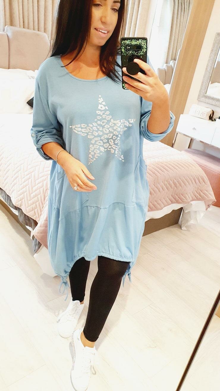 Tristina Leopard Silver Star Rouched Detailed Top