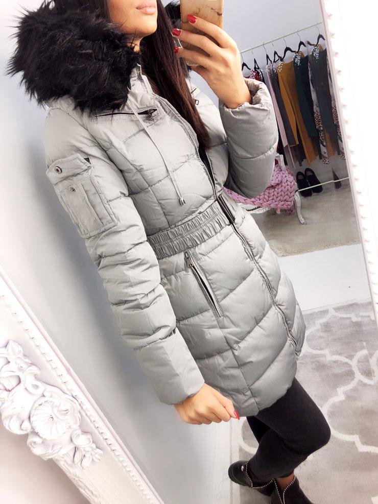 Trixie Grey Faux Fur Hooded Coat