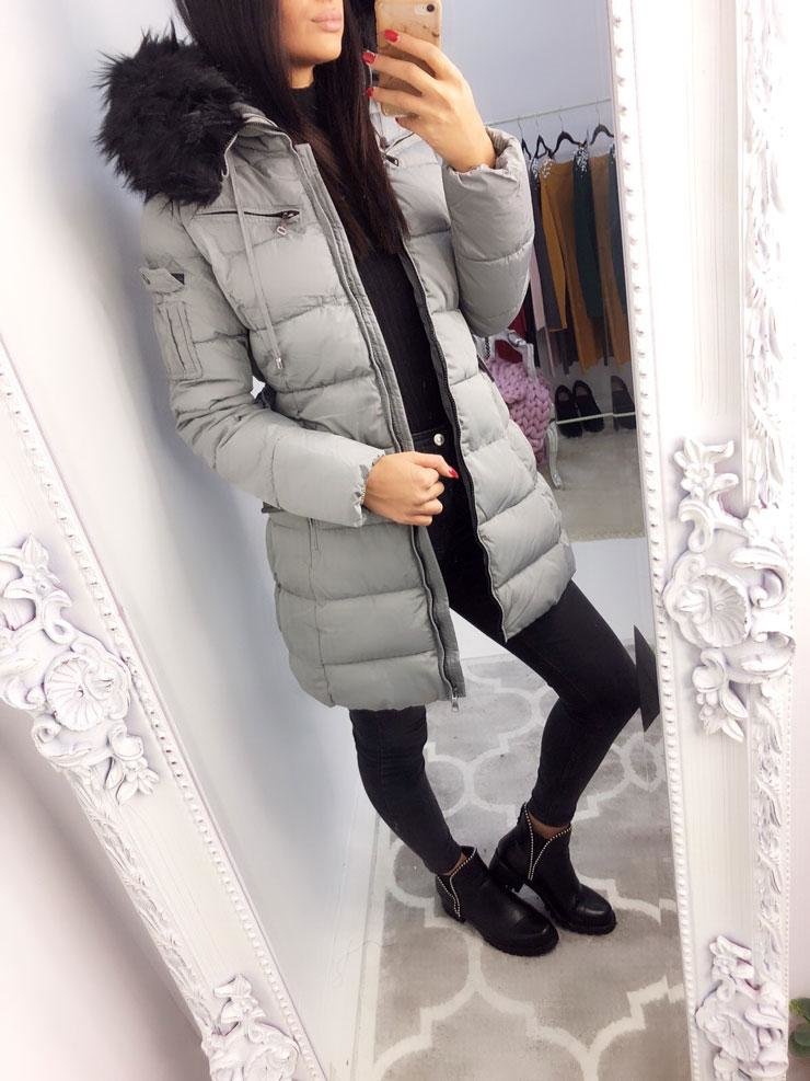 Trixie Grey Faux Fur Hooded Coat