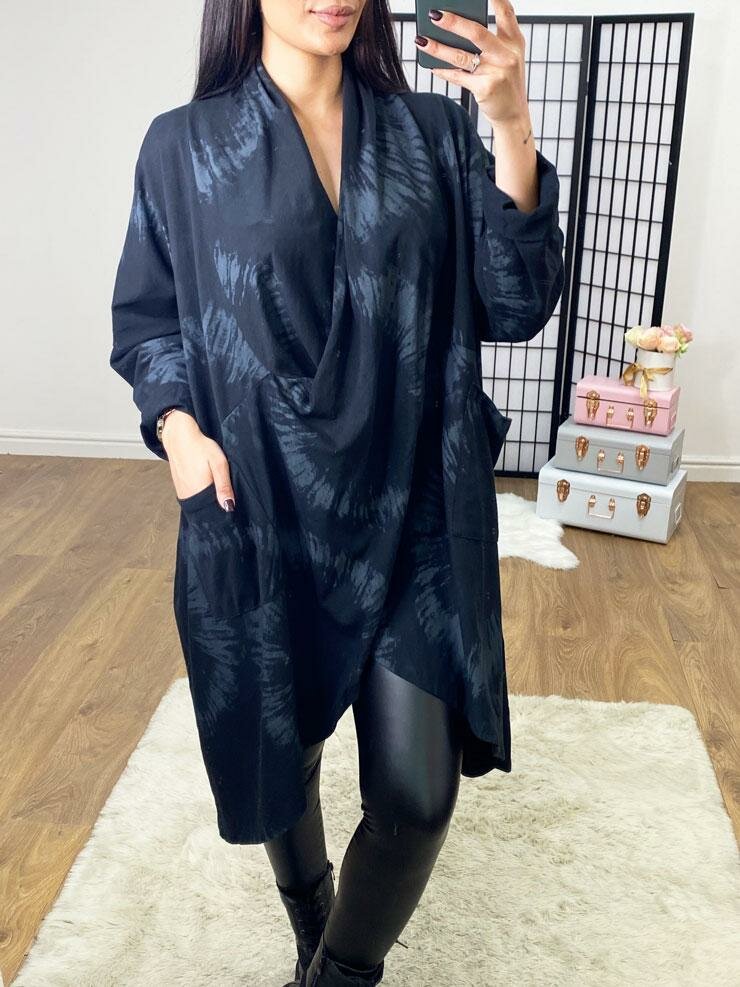 Tylah Marble Printed Wrap Oversized Sweatshirt Jumper