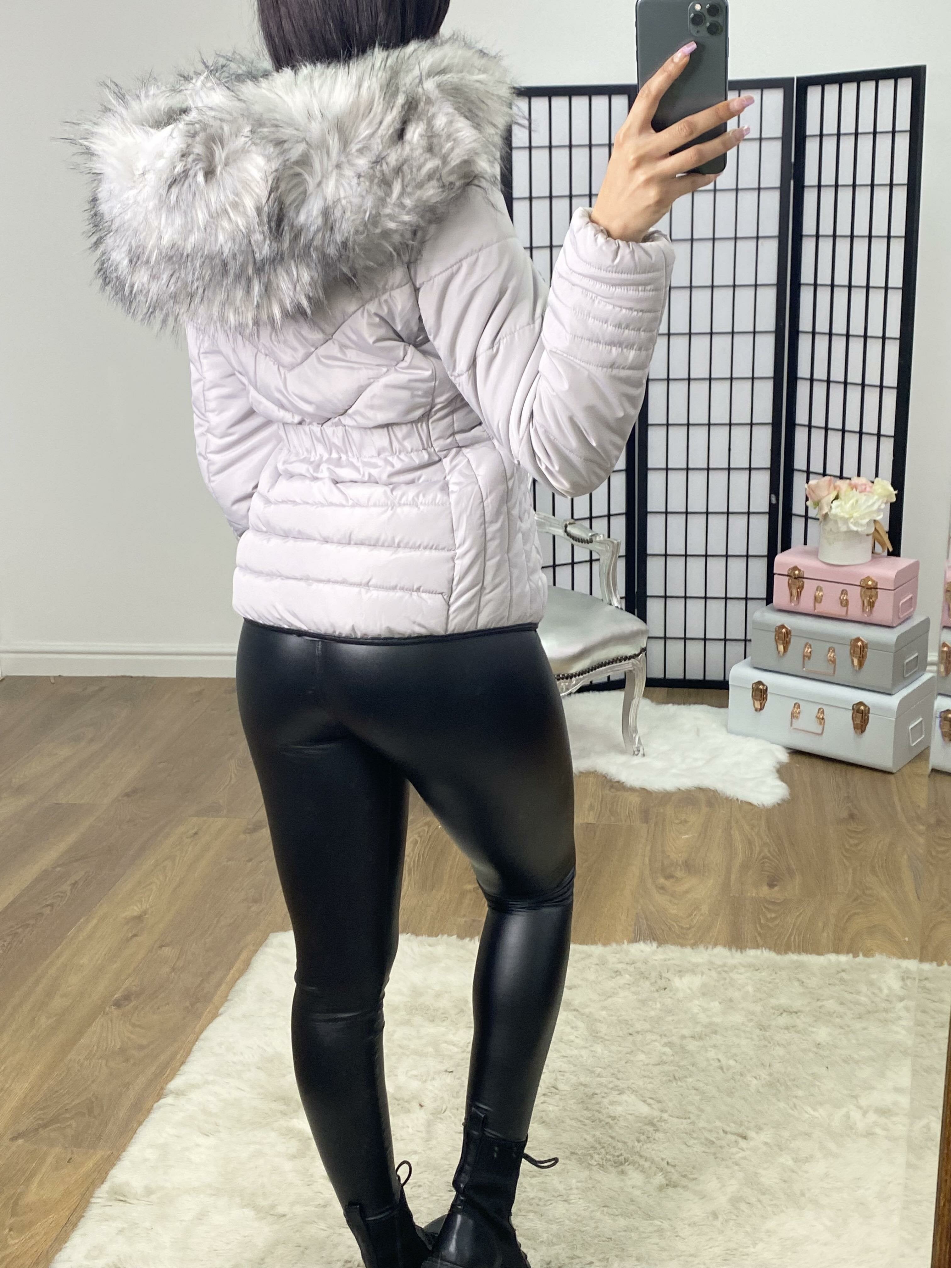 Ursula GREY Padded Faux Fur Hooded Coat