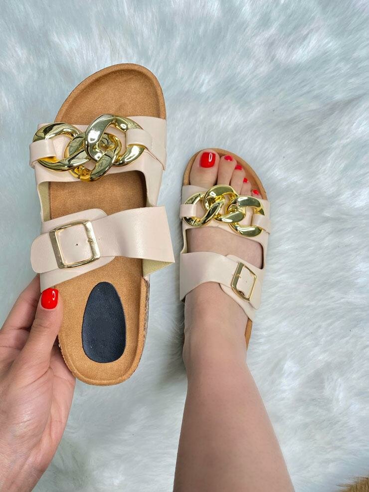 Vegas Chain Detail Double Strap Slider