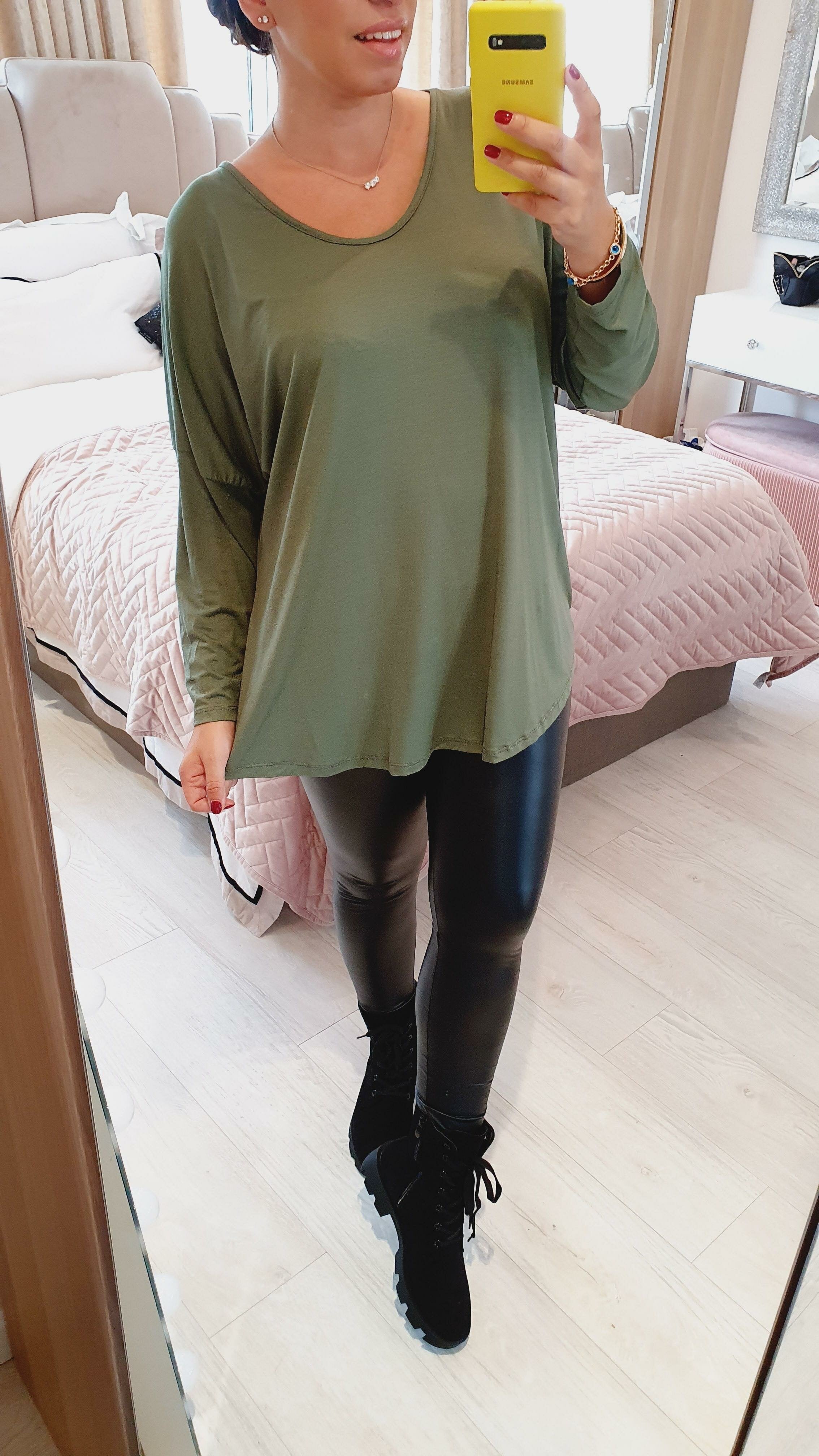 Veronika Oversized Plain V-neck Basic Top