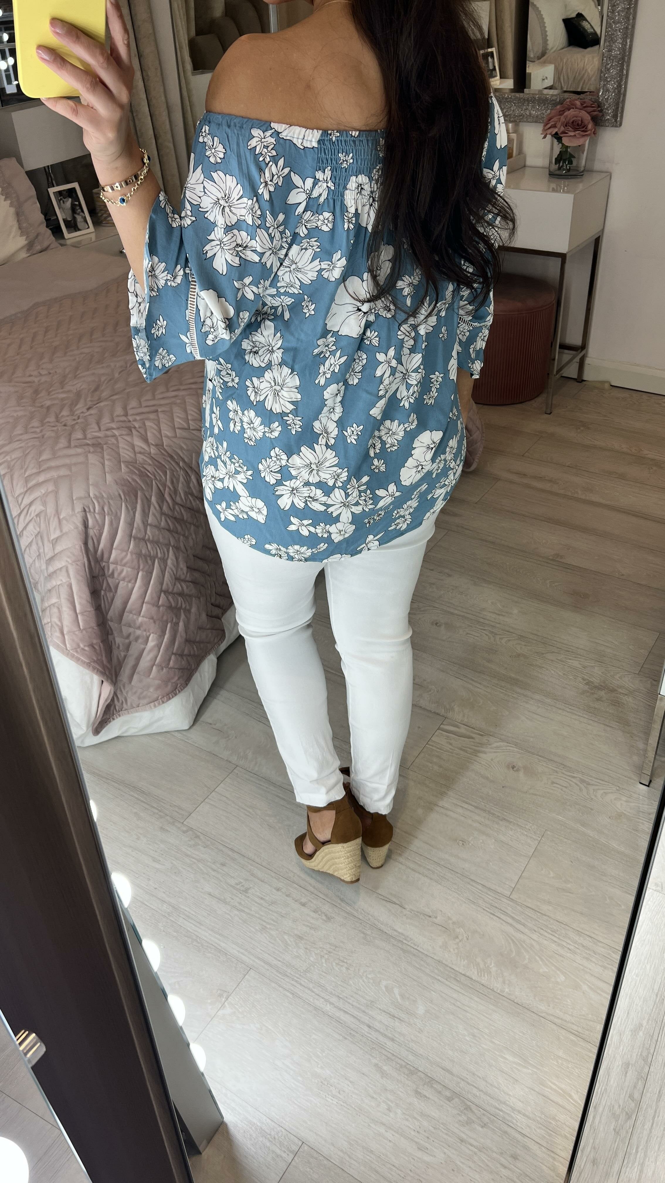 Viola Floral Print Bardot Top