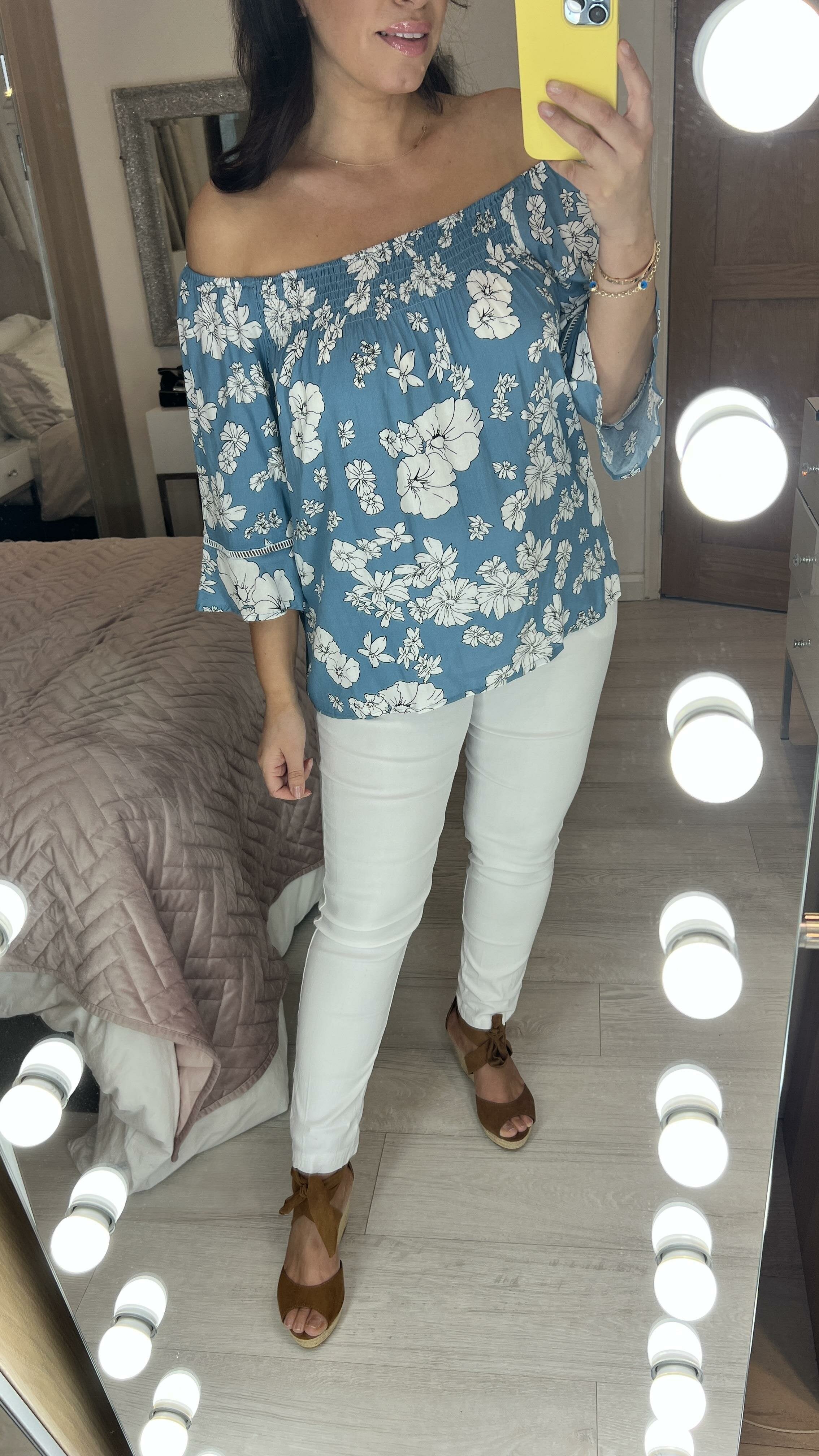 Viola Floral Print Bardot Top