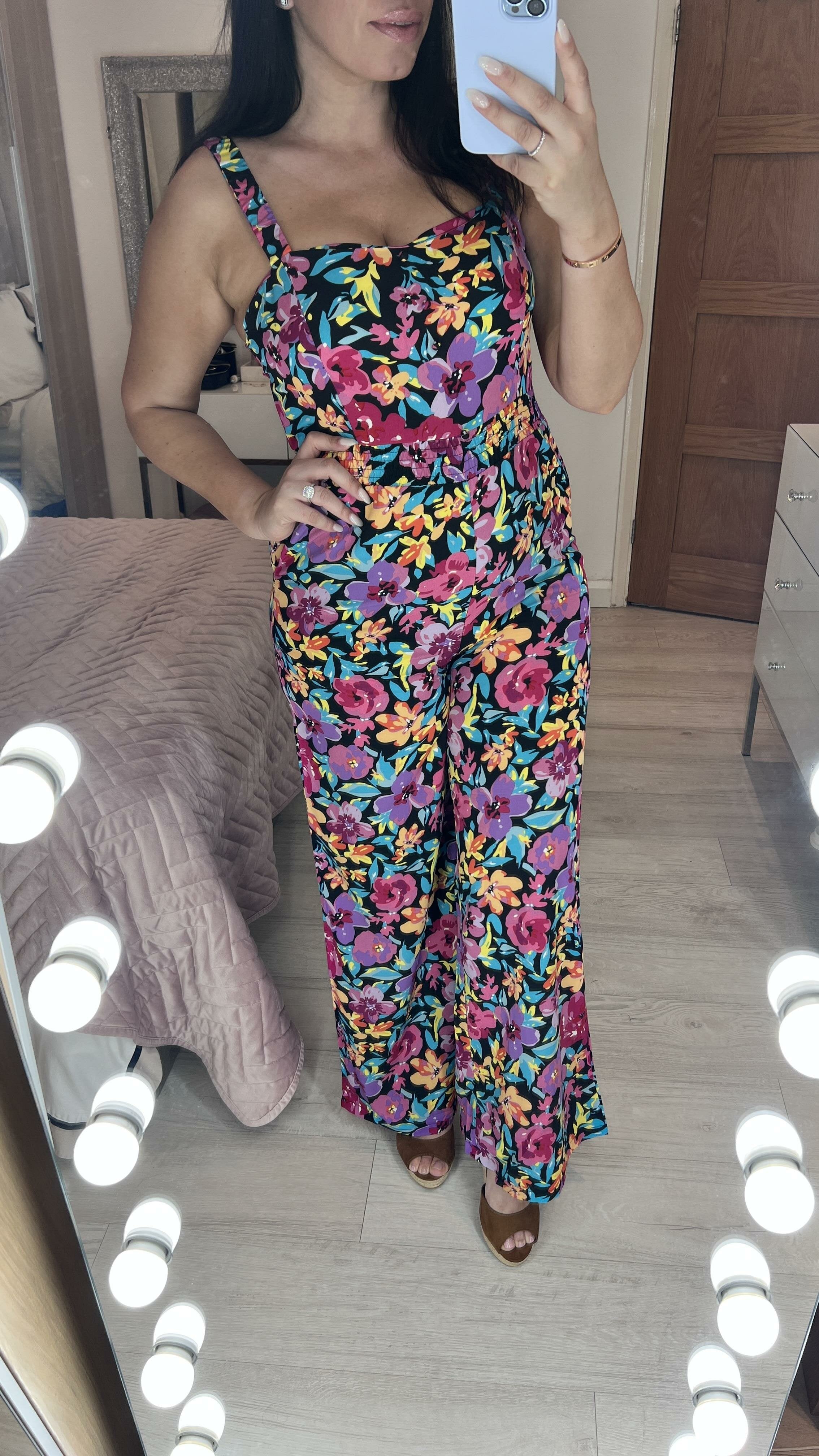 Vivid Bold Floral Print Jumpsuit