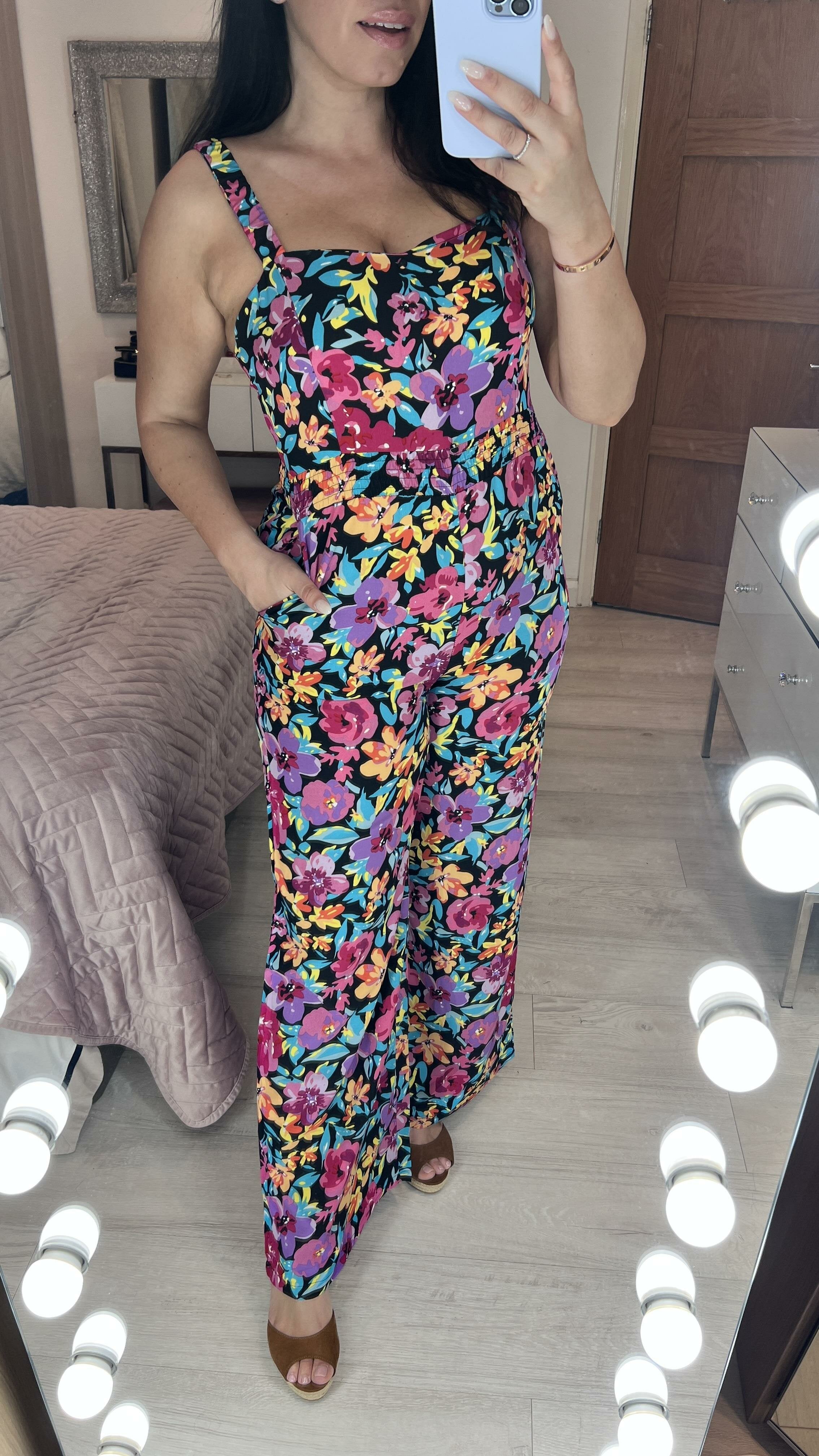 Vivid Bold Floral Print Jumpsuit