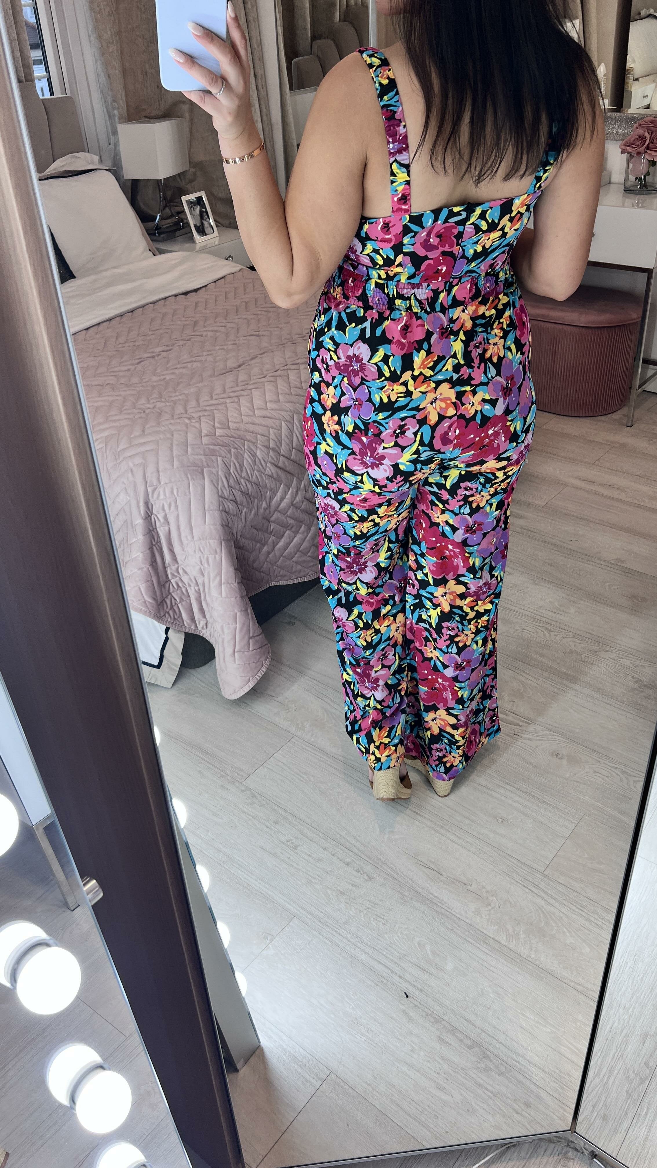 Vivid Bold Floral Print Jumpsuit