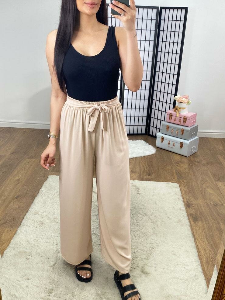 Westie Plain Tie Waist Palazzo Trousers