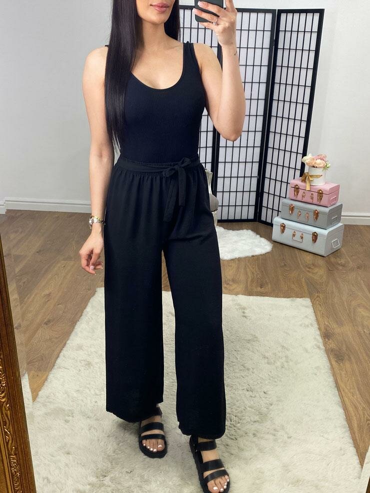 Westie Plain Tie Waist Palazzo Trousers