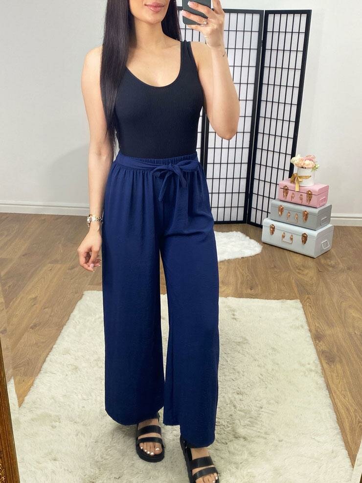 Westie Plain Tie Waist Palazzo Trousers