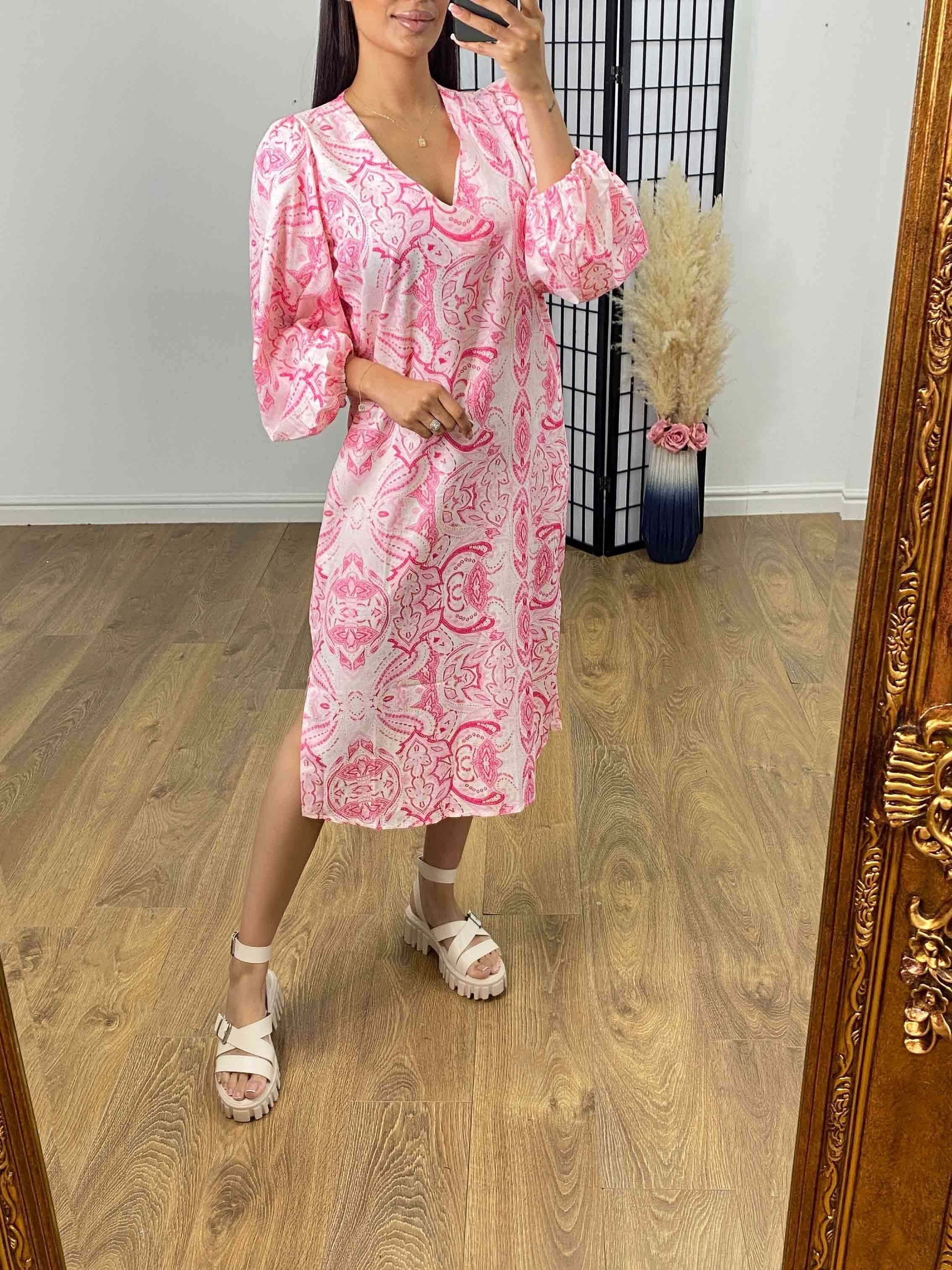 Whaley Paisley Print Puff Sleeve Dress