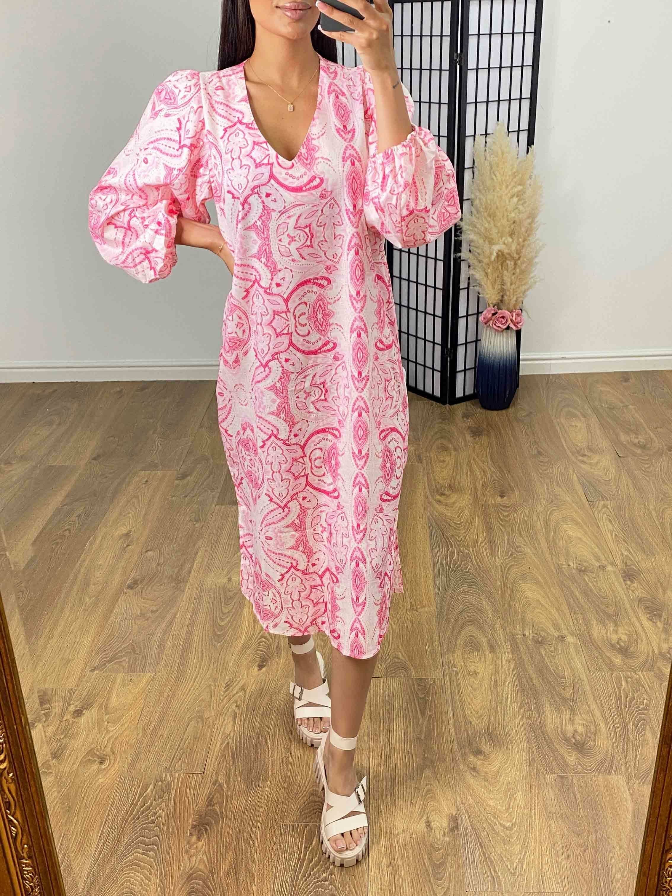 Whaley Paisley Print Puff Sleeve Dress