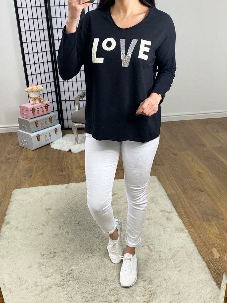 Wiley Textured LOVE Slogan Sweatshirt