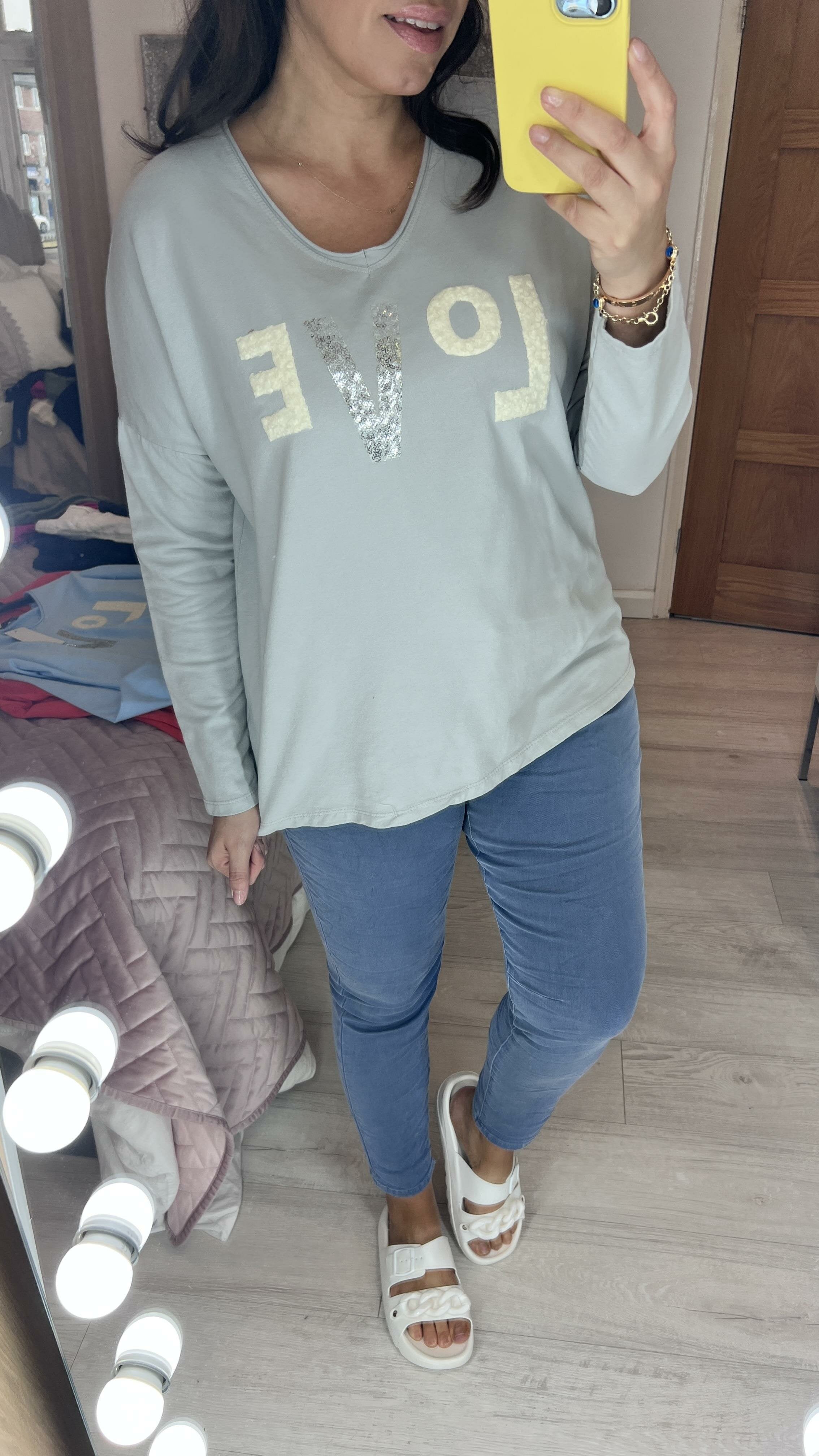 Wiley Textured LOVE Slogan Sweatshirt