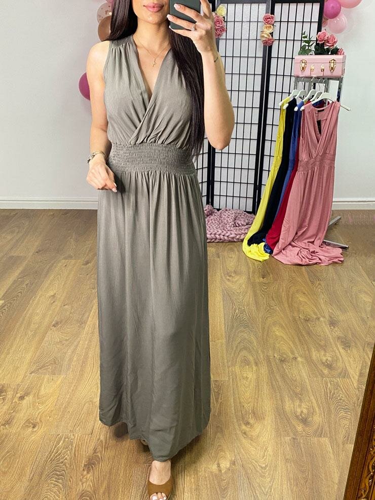 Winona Plain Elasticated Waist Maxi Dress