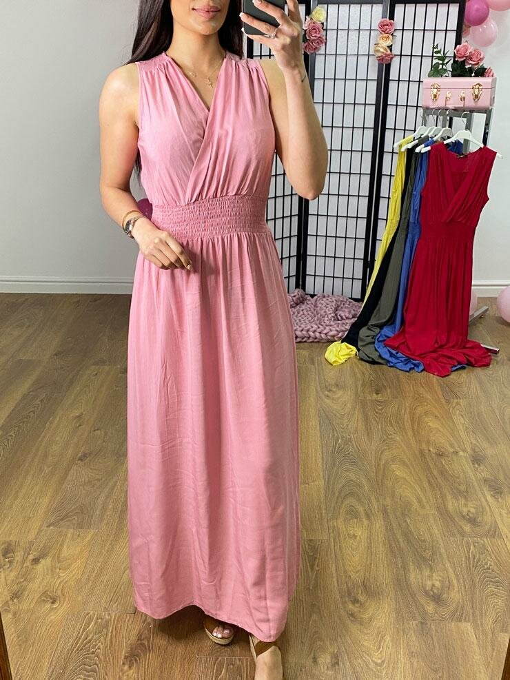 Winona Plain Elasticated Waist Maxi Dress