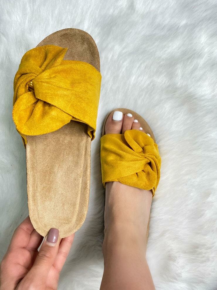 Zander Faux Suede Knot Front Sliders