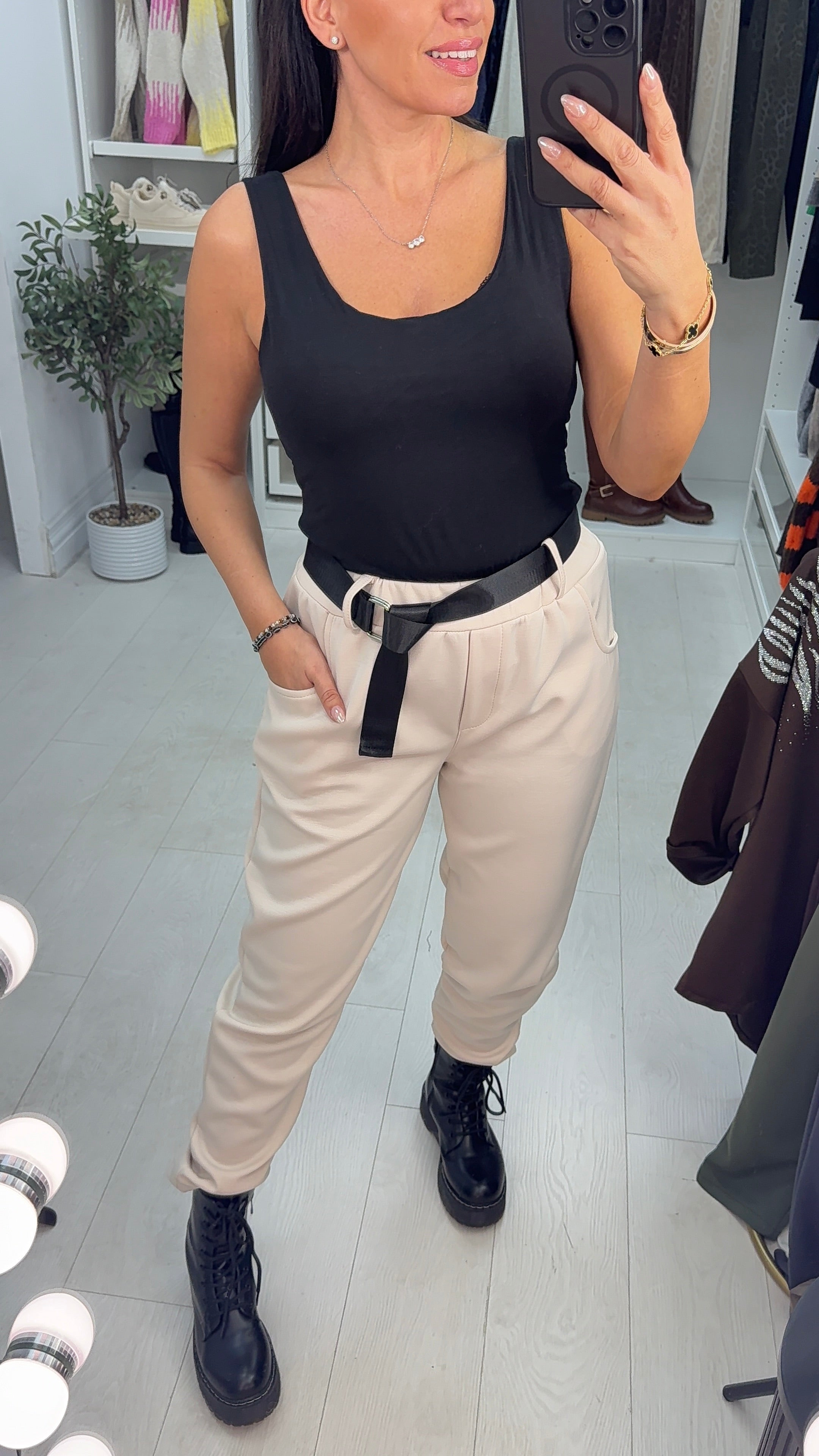 Tracy Elasticated Waist Belted Trousers