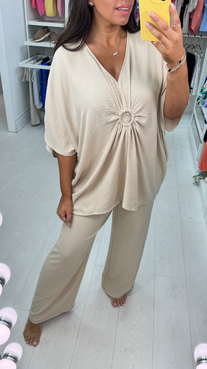 Azalea Circle Ruched Plain Co-ord Set