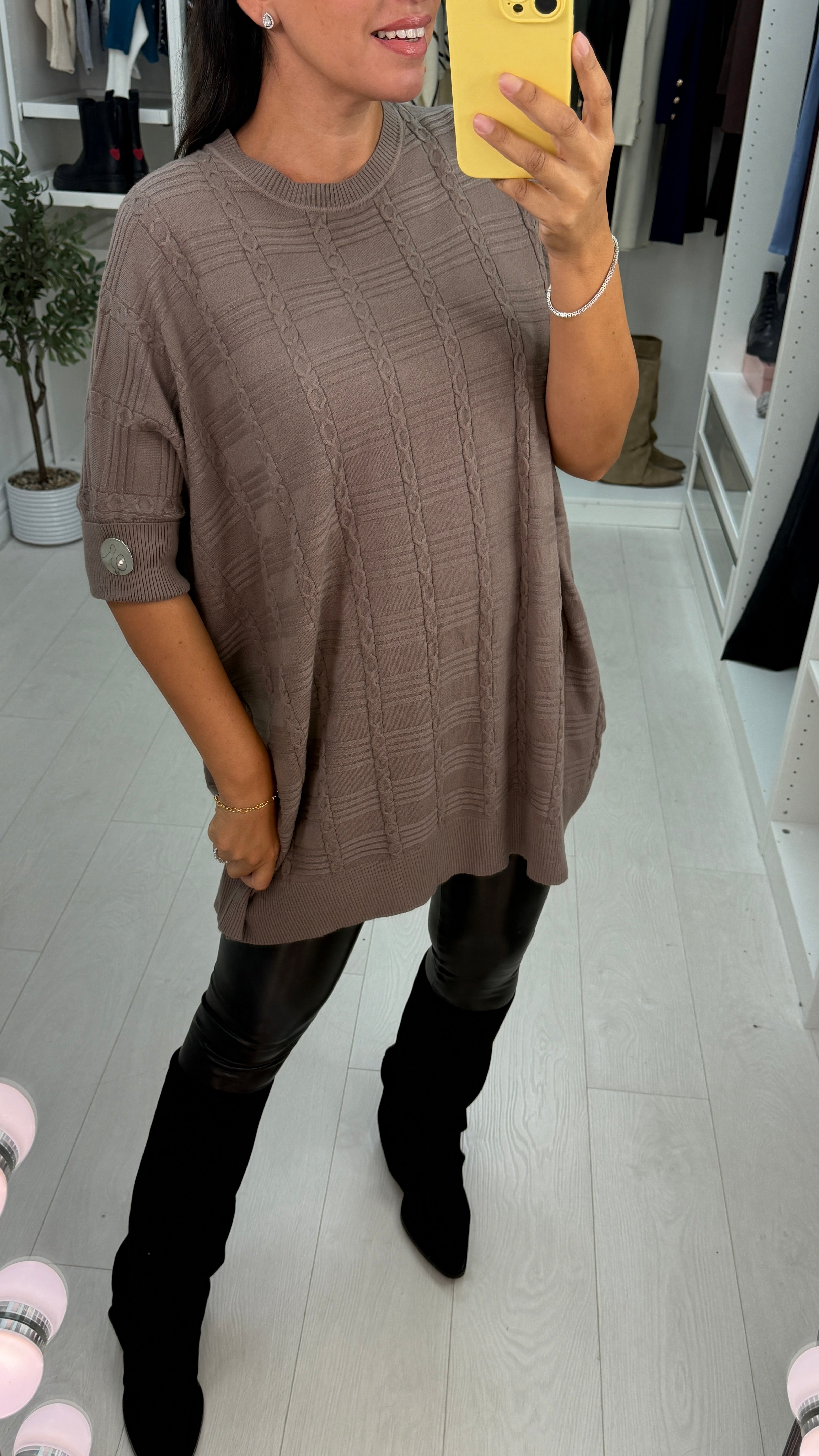 Christie Plain Textured Longline Loose Fit Jumper