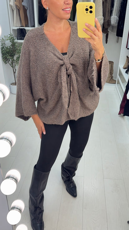 Loraine Tie Front Detail Loose Fit Knit Jumper