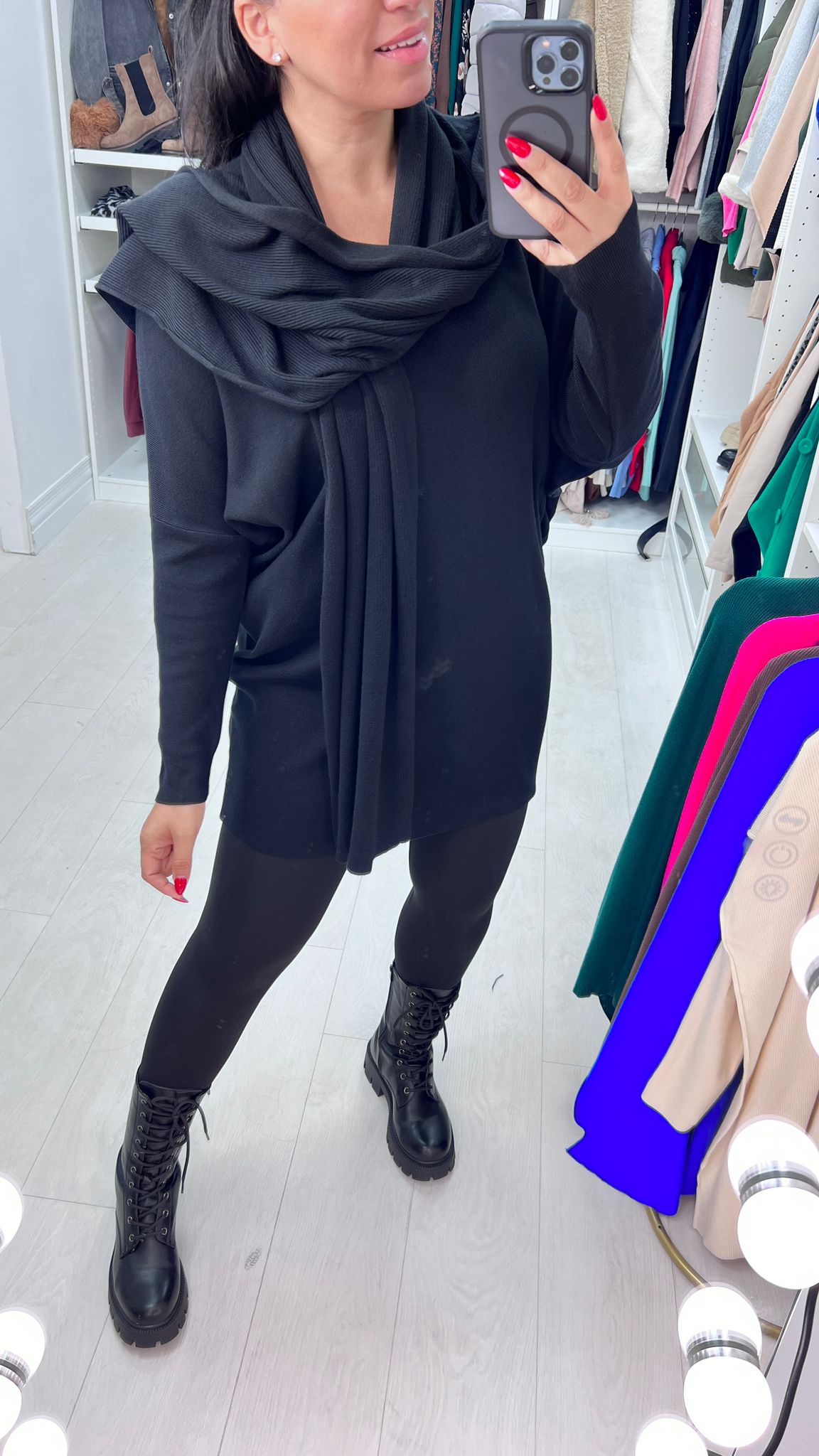 Tabitha Scarf Rib Knit Jumper Dress