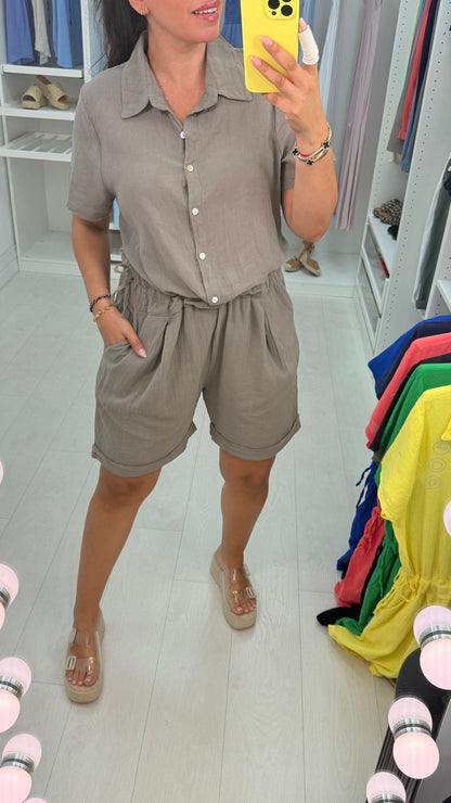 Amelie Plain Adjustable Tie Side Playsuit